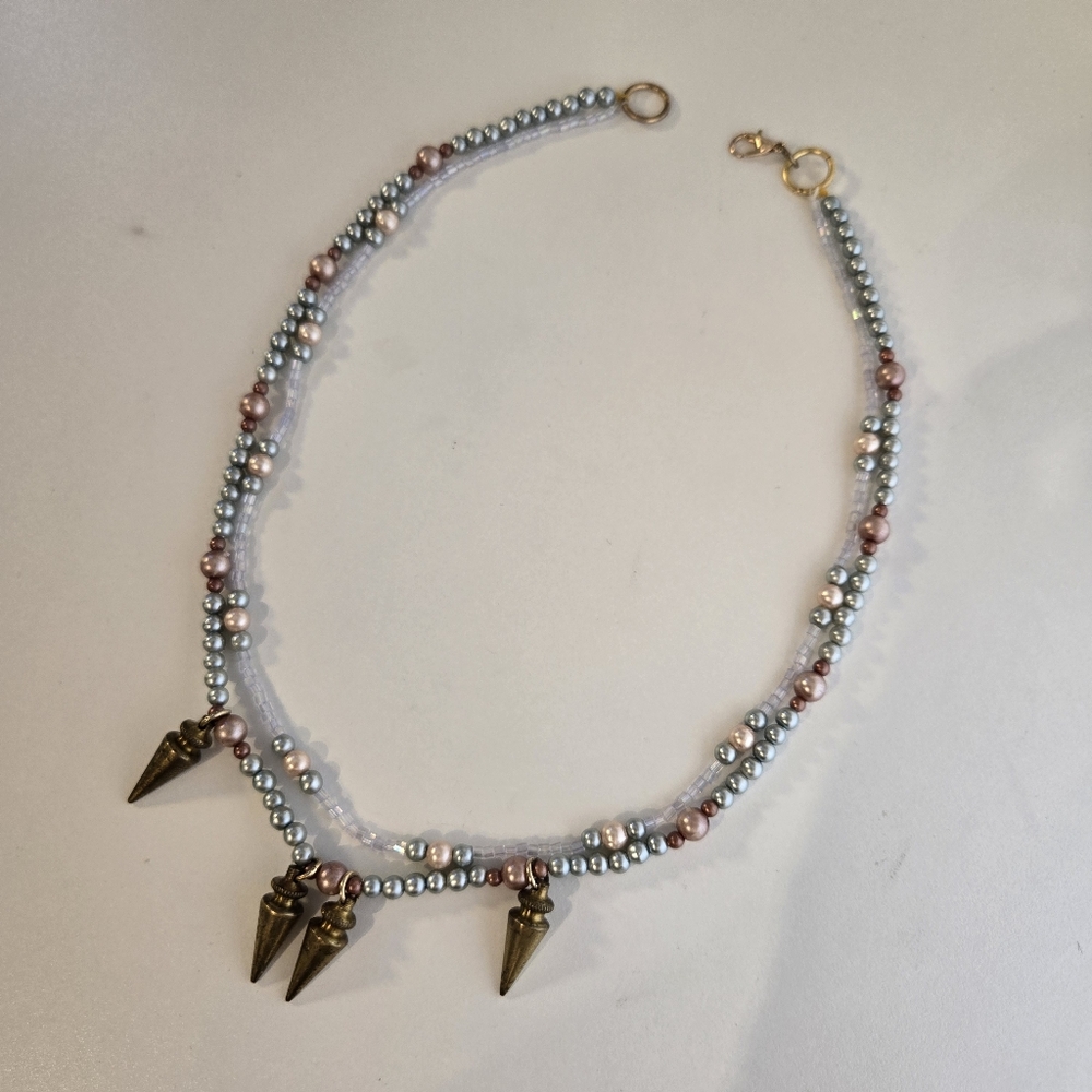 Faux Pearl Opalescent Victorian Revival Necklace Spikes fairy Baroque Steampunk